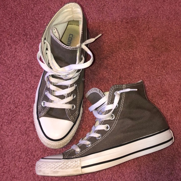 Converse Shoes - grey high top converses.